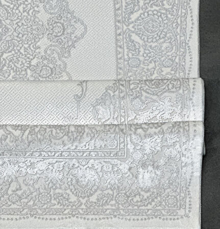 Victoria Koleksiyonu Viskon Akrilik Dokuma Lüks Saçaklı Halı 6011 Gri