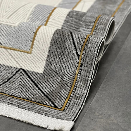 Pera Koleksiyonu %100 Akrilik Dokuma Lüks Saçaklı Halı 4503 Gri