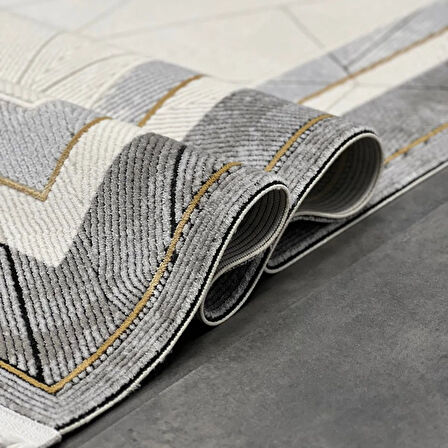 Pera Koleksiyonu %100 Akrilik Dokuma Lüks Saçaklı Halı 4503 Gri