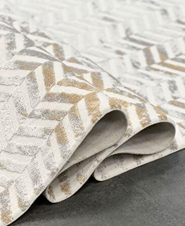 Viola Koleksiyonu Akrilik Dokuma Saçaklı Halı 3408 Gold