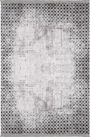 Bamboo Dark Koleksiyonu Akrilik Dokuma Saçaklı Halı 1505 Siyah