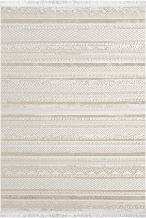 Alesta Koleksiyonu Akrilik Dokuma Saçaklı Halı 3512 Bej