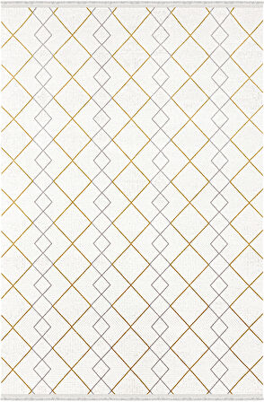 Vesta Koleksiyonu Akrilik Dokuma Saçaklı Halı 3760 Sarı