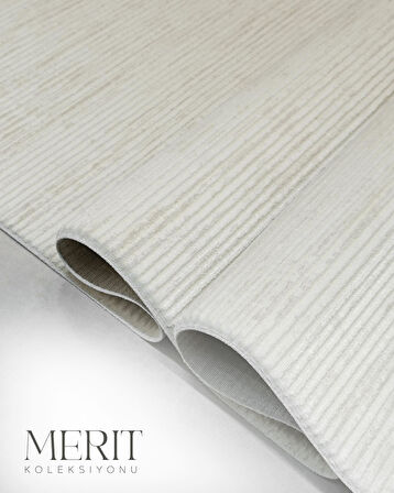 Merit  Koleksiyonu Modern Saçaklı Halı 2754 Krem