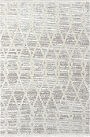 Soft  Koleksiyonu Modern Saçaklı Halı 8306 Bej