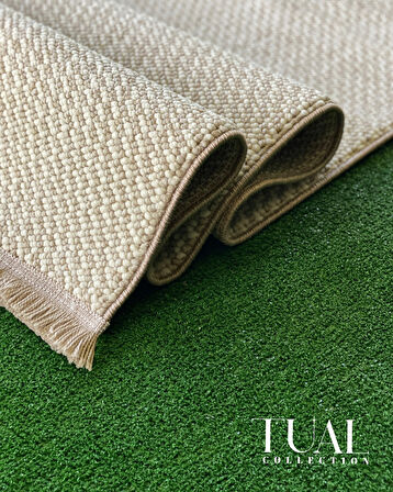 Tual Koleksiyonu Modern Saçaklı Halı 8401 Bej