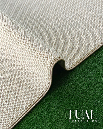 Tual Koleksiyonu Modern Saçaklı Halı 8401 Bej