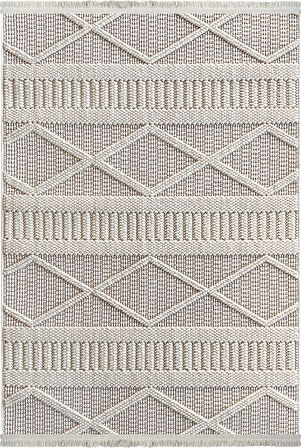 Tual Koleksiyonu Modern Saçaklı Halı 8404 Krem