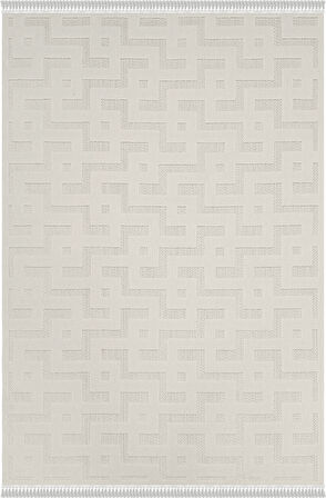 Mudo Koleksiyonu Dekoratif Modern Saçaklı Halı 8752 Krem