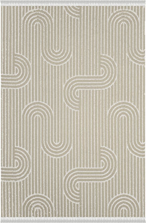 Mudo Koleksiyonu Dekoratif Modern Saçaklı Halı 8758 Bej