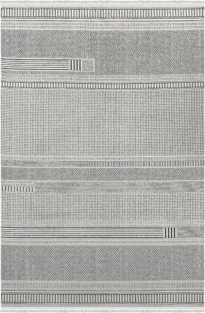 Lavina Koleksiyonu Dekoratif Modern Saçaklı Halı 8606 Antrasit