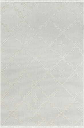 Pietra Koleksiyonu Dekoratif Modern Saçaklı Halı 8205 Krem