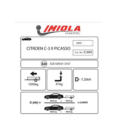 Hakpol - Citroen C-3 Picasso 02/2009 - 09/2017 Arası Çeki Demiri