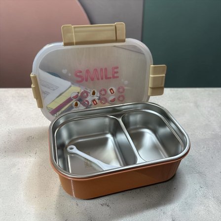 Relaxion Üç Bölmeli, Paslanmaz Çelik, Turuncu Yemek Saklama ve Taşıma Kabı/Kutusu 1000 Ml. (464)