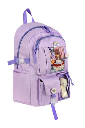Waddell Kore Kawaii Tarzı Okul Sırt Çantası,Günlük Sırt Çantası Termal Beslenme Çantası Ve Kalemlik LİLA 26700
