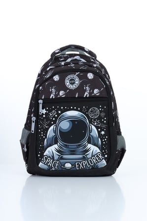 Vital Serisi Siyah Erkek Çocuk Uzay Astronot Desenli Beslenme ve Okul Çantası Seti