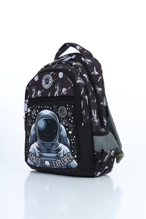 Vital Serisi Siyah Erkek Çocuk Uzay Astronot Desenli Beslenme ve Okul Çantası Seti