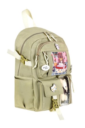 Waddell Kore Kawaii Tarzı Okul Sırt Çantası,Günlük Sırt Çantası Termal Beslenme Çantası Ve Kalemlik HAKİ 26700