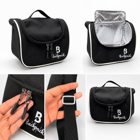 Goldline AVM Backpack Folyolu Isı Yalıtımlı Lüx Günlük İlkokul Ortaokul Okul Gezi Beslenme Çantası Siyah