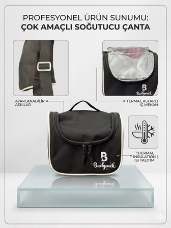 Goldline AVM Backpack Folyolu Isı Yalıtımlı Lüx Günlük İlkokul Ortaokul Okul Gezi Beslenme Çantası Siyah