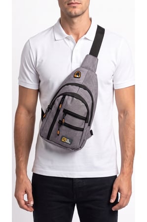 THE LOOP DESİNG Unisex Çok Bölmeli Çapraz Ayarlanabilir Askılı Göğüs Omuz Çantası Gri