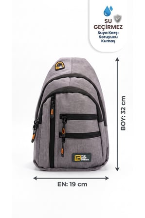 THE LOOP DESİNG Unisex Çok Bölmeli Çapraz Ayarlanabilir Askılı Göğüs Omuz Çantası Gri