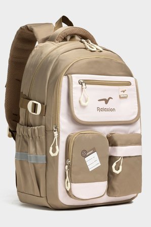 Relaxion Unisex Okul Sırt Gezi Kamp Günlük Öğrenci Sırt Okul Çantası 2469 VİZON