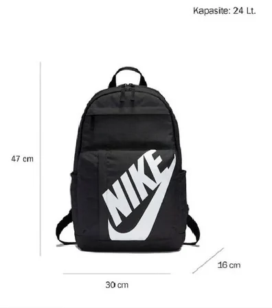 Nike Beyaz Baskılı 0944 Unisex Spor Siyah Sırt Çantası