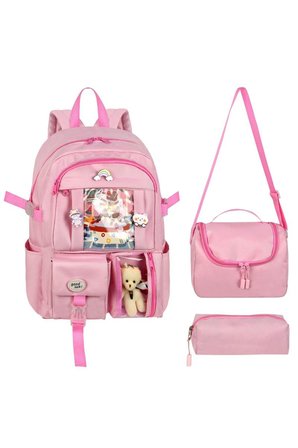 Waddell Kore Kawaii Tarzı Okul Sırt Çantası,Günlük Sırt Çantası Termal Beslenme Çantası Ve Kalemlik PEMBE 26700