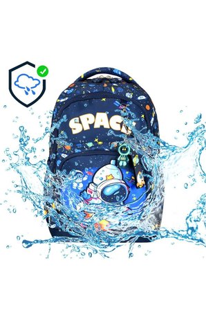 GoldLine Lacivert Space Astronot Figürlü Çocuk İlkokul Okul Çanta Beslenme Kalemlik Seti 117