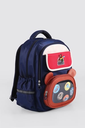 ÇÇS Kids Premium Okul Çanta Seti 3'lü İlkokul Ortaokul Sırt Çantası Termal Beslenme Çantası Kalemlik Lacivert-Turuncu 51977