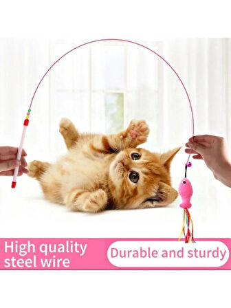 Balık Uçlu Püsküllü Kedi Oyun Oltası