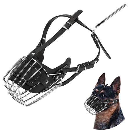 Patibon XL Beden Deri Kayışlı Paslanmaz Çelik Kafes Köpek Ağızlığı
