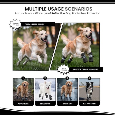 Patibon Su Geçirmez Köpek Botu (4’lü Set - Yansıtıcı Şeritli & Kaymaz Taban) XS 2 Beden Pembe