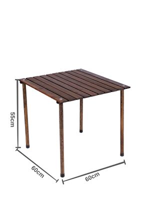 BAG THE JOY AHŞAP KATLANIR MASA SANDALYE SETİ – 60*60*55 cm ANTRASİT - BEJ