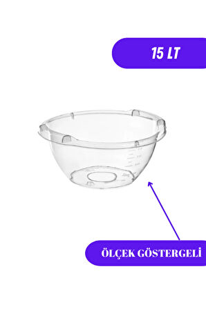 Şeffaf Badya Leğen Ölçek Göstergeli 15 LT