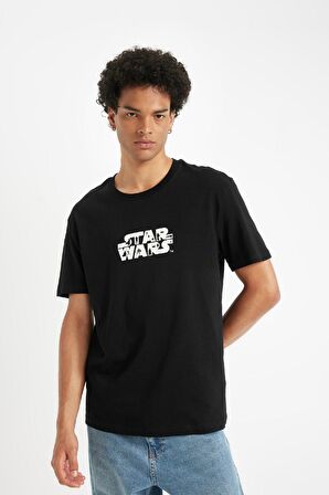 DeFacto %100 Pamuk Star Wars Regular Fit Bisiklet Yaka Kısa Kollu Tişört C6523AX24AUBK81