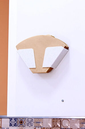 Kahve Filtre Kağıdı Tutucu Düzenleyici Asılabilir Stand Granit Beyaz Ve 7 gr Kahve Ölçü Kaşığı