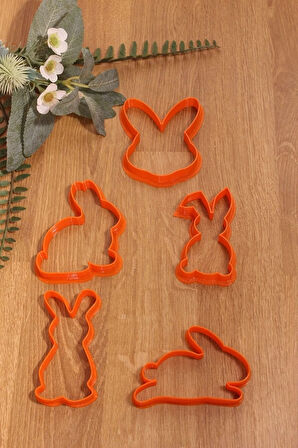 Tavşan 5'li Set Paskalya Kurabiye Kalıbı Ve Hamur Şekillendirici