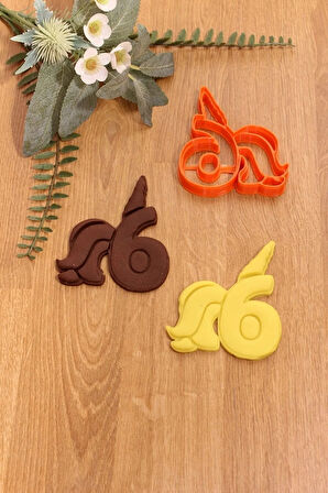 6 Yaş Doğum Günü Rakam Unicorn Gökkuşağı 3lü Set Kurabiye Kalıbı Ve Hamur Şekillendirici