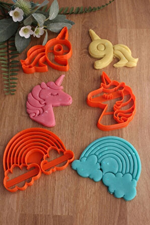 9 Yaş Doğum Günü Rakam Unicorn Gökkuşağı 3lü Set Kurabiye Kalıbı Ve Hamur Şekillendirici