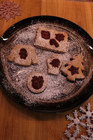 Yılbaşı Noel Kurabiyesi Linzer Dolgulu Kurabiye Kalıbı Mini Kesicili 15'li Set Kurabiye Kalıbı