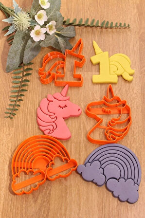 1 Yaş Doğum Günü Rakam Unicorn Gökkuşağı 3lü Set Kurabiye Kalıbı Ve Hamur Şekillendirici