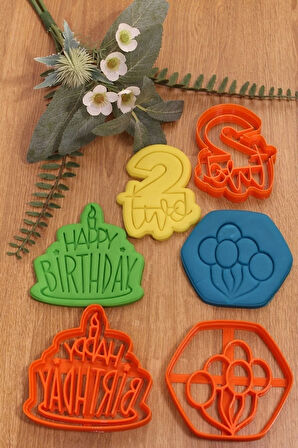 2 Iki Two Happy Birthday Balon Doğum Günü 3'lü Set Kurabiye Kalıbı Ve Hamur Şekillendirici