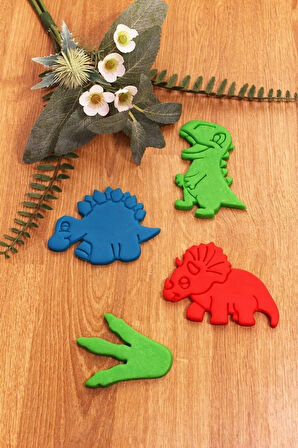 Trex Triceratops Stegosaurus Dinazor Ayak Izi 4lü Set Kurabiye Kalıbı