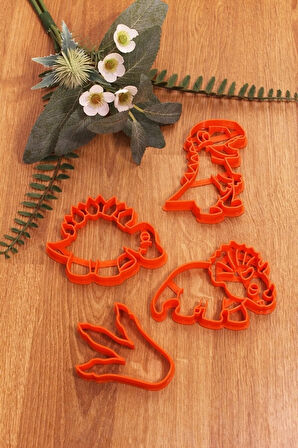 Trex Triceratops Stegosaurus Dinazor Ayak Izi 4lü Set Kurabiye Kalıbı