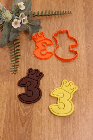 Taçlı 3 Üç Rakam Kurabiye Kalıbı Ve Hamur Şekillendirici