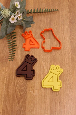 Taçlı 4 Dört Rakam Kurabiye Kalıbı Ve Hamur Şekillendirici