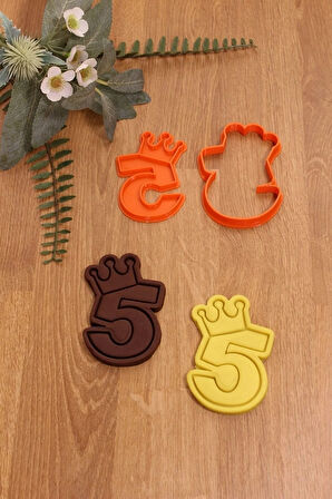 Taçlı 5 Beş Rakam Kurabiye Kalıbı Ve Hamur Şekillendirici