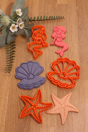 Deniz Kızı Incili Istiridye Yıldız Kurabiye Kalıbı Ve Hamur Şekillendirici